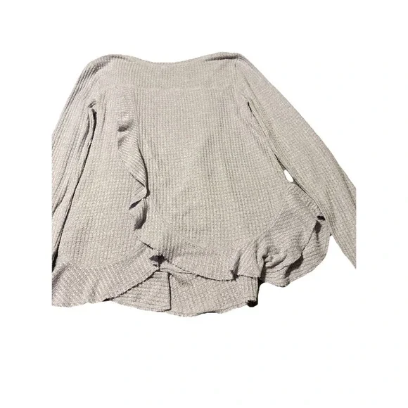 Anthropologie Sunday Saturday S  Purple Waffle Knit Ruffle Back Long Sleeve Top - Picture 10 of 11